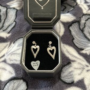 NWT Brighton Bella Mia Earrings Pave Crystals Heart Reversible Earrings Retired